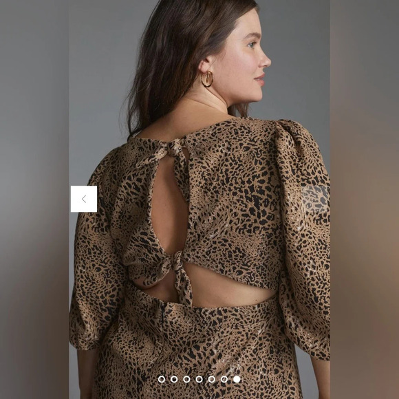 Anthropologie Maeve Animal Print Knit Cut Out Mini Dress. NWT Size US 14 - Picture 5 of 15